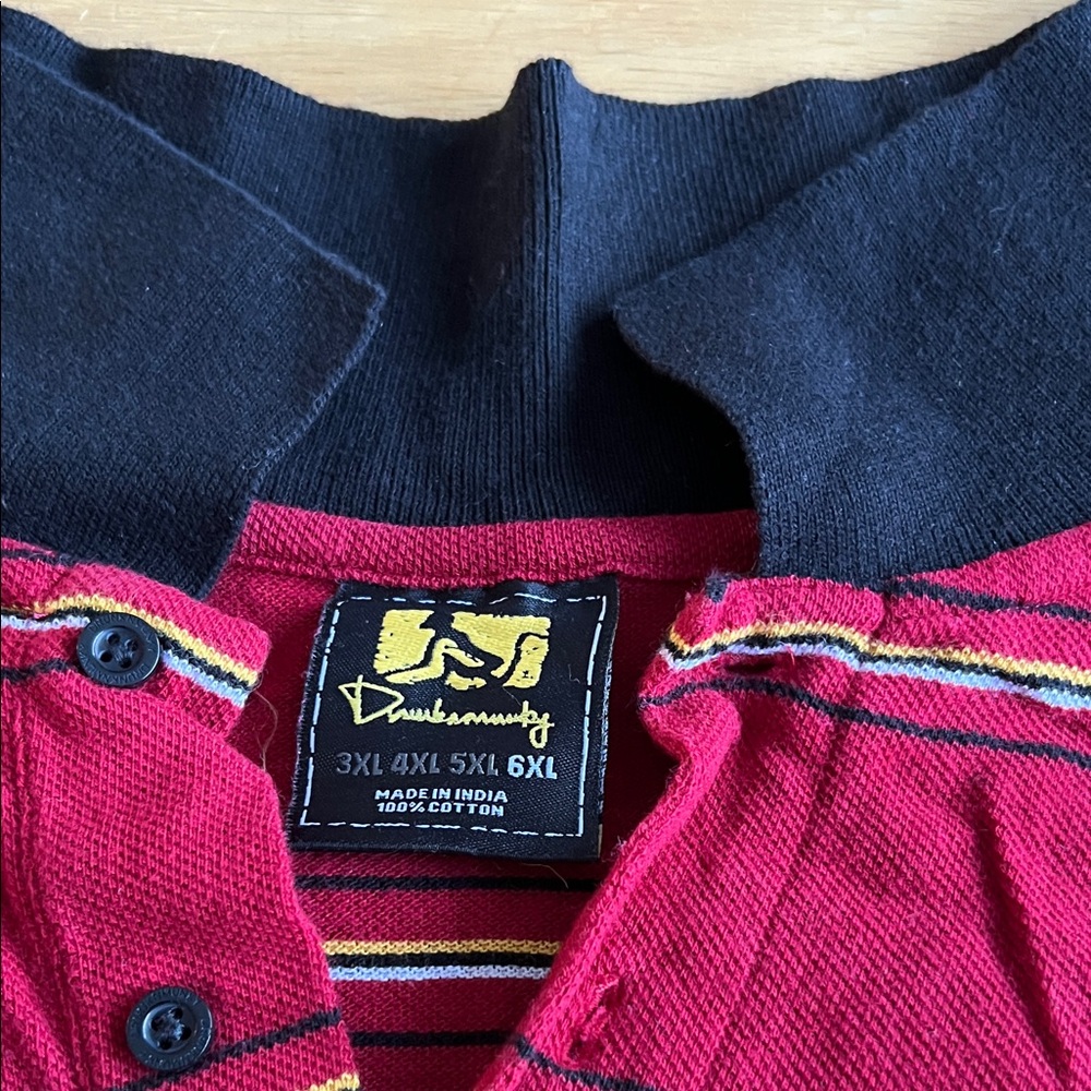 Drunknmunky Red Striped Polo Shirt sz 6 XL